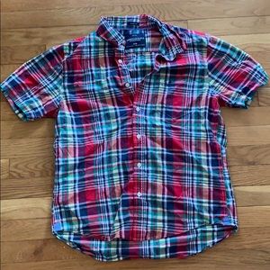 American Eagle plaid button down tee, medium.